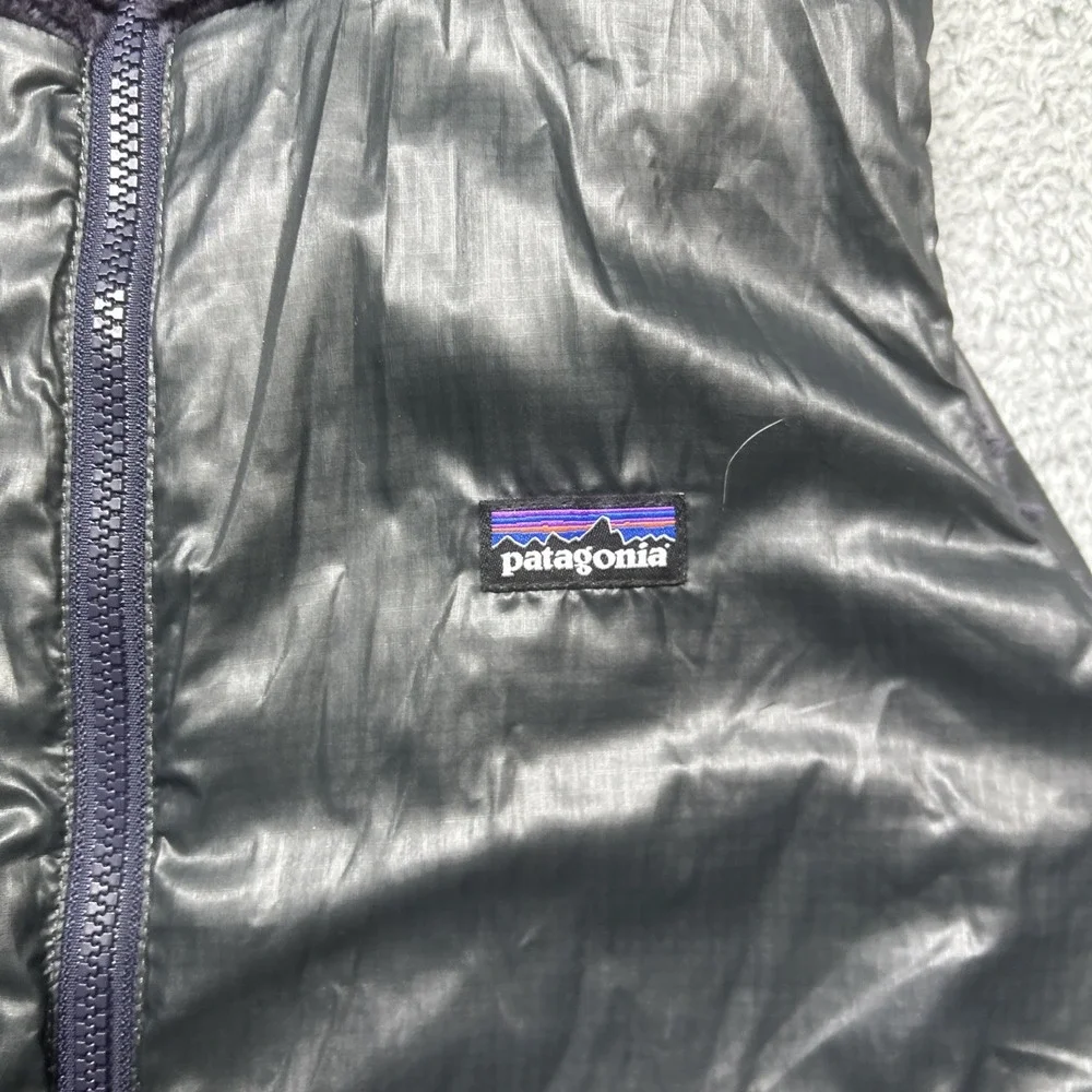 Patagonia Los Gatos Deep Pile Vest Womens M Purple Full‎ Zip Reversible Pockets
